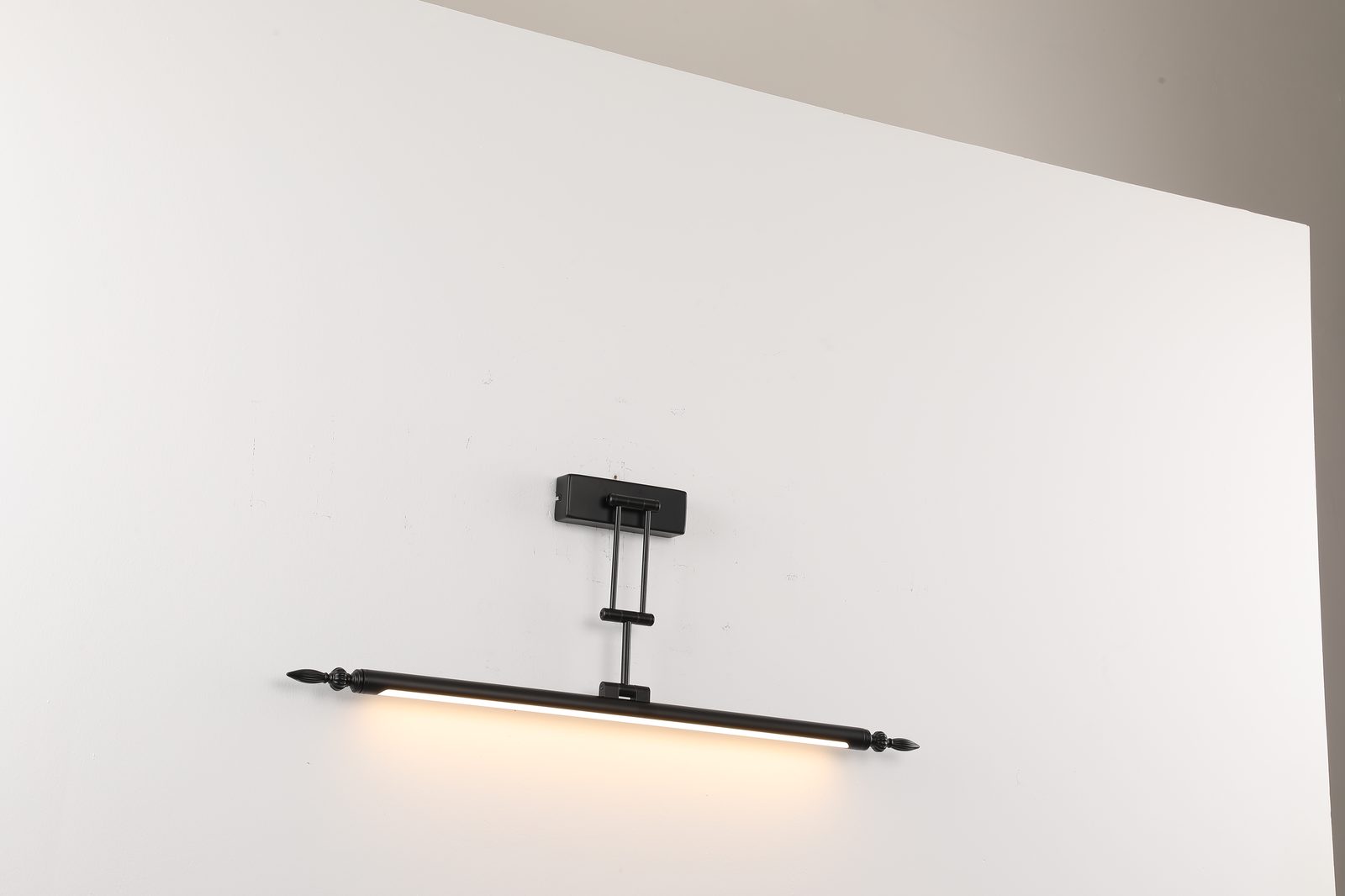 Bilderleuchte in Schwarz an weißer Wand